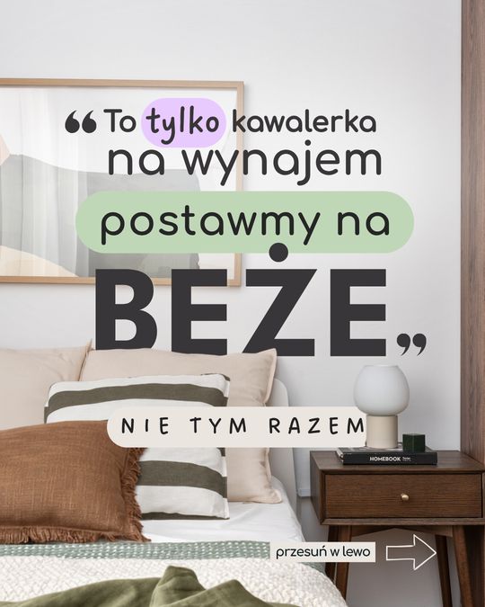 Karuzela „To tylko kawalerka na wynajem, postawmy na beże” dla JustHomeStaging
