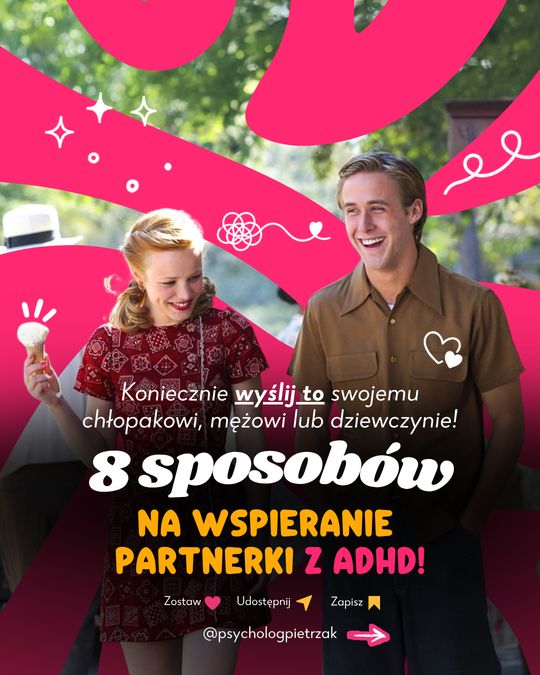 Karuzela „8 sposobów na wspieranie partnerki z ADHD” dla Psycholog Pietrzak